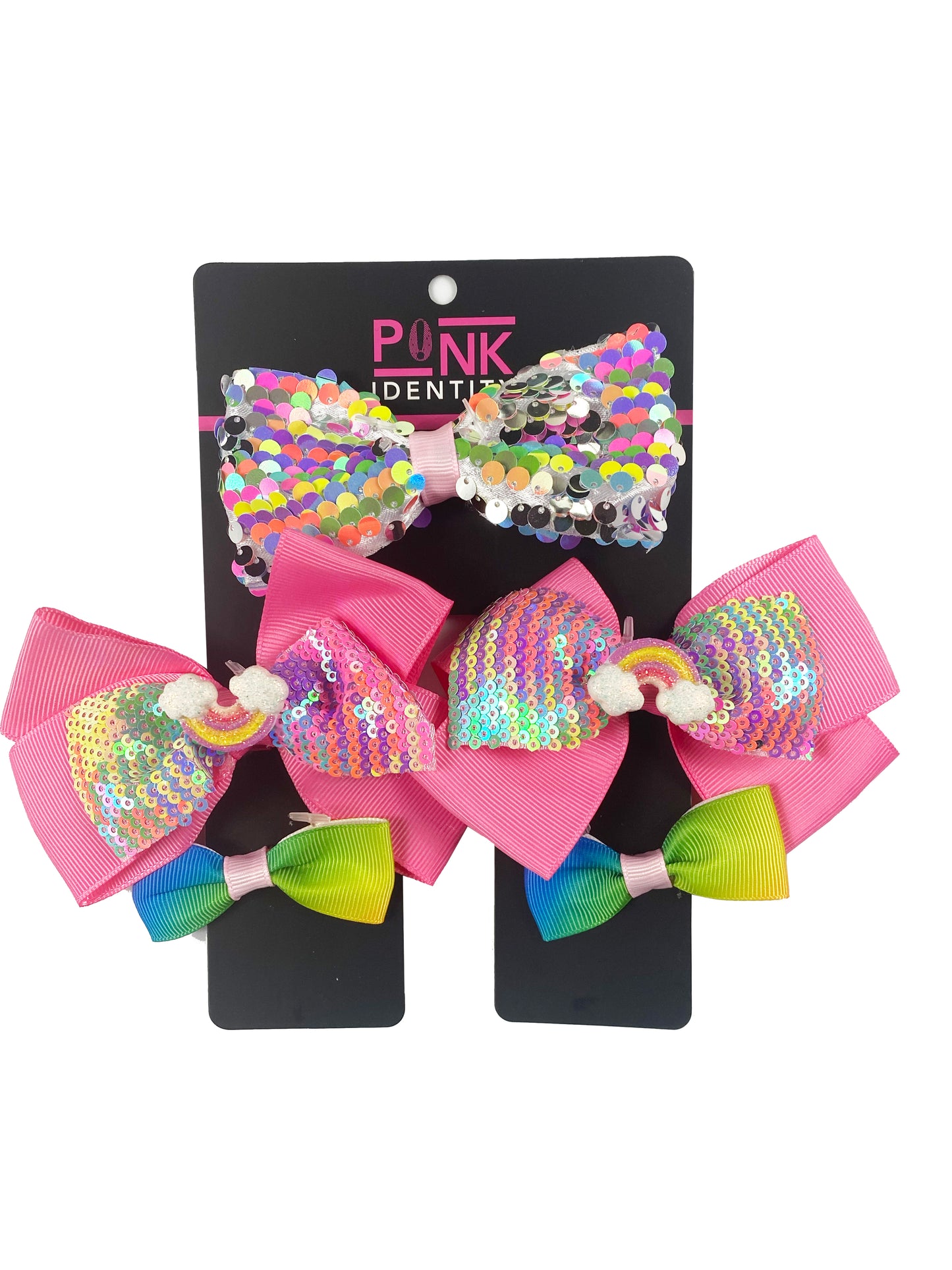 5 PIECE RAINBOW SEQUIN BOW SET