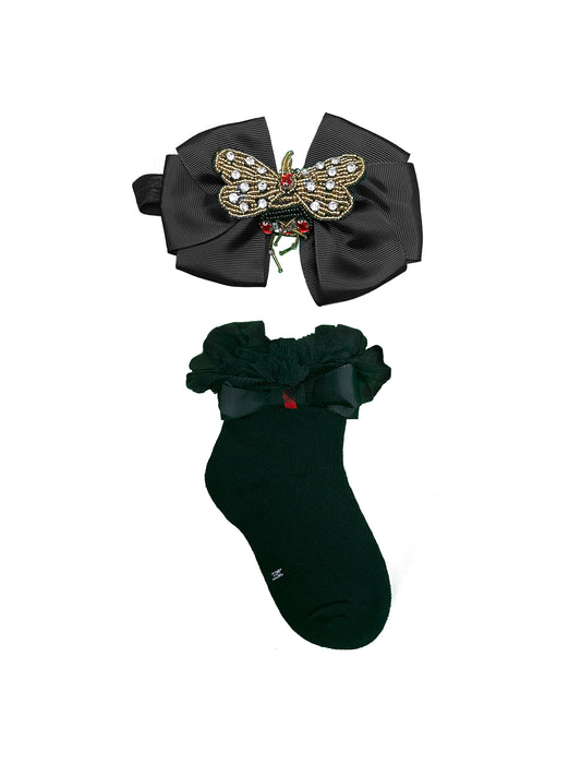 DRAGONFLY QUEEN BOW HEADBAND AND SOCKS SET