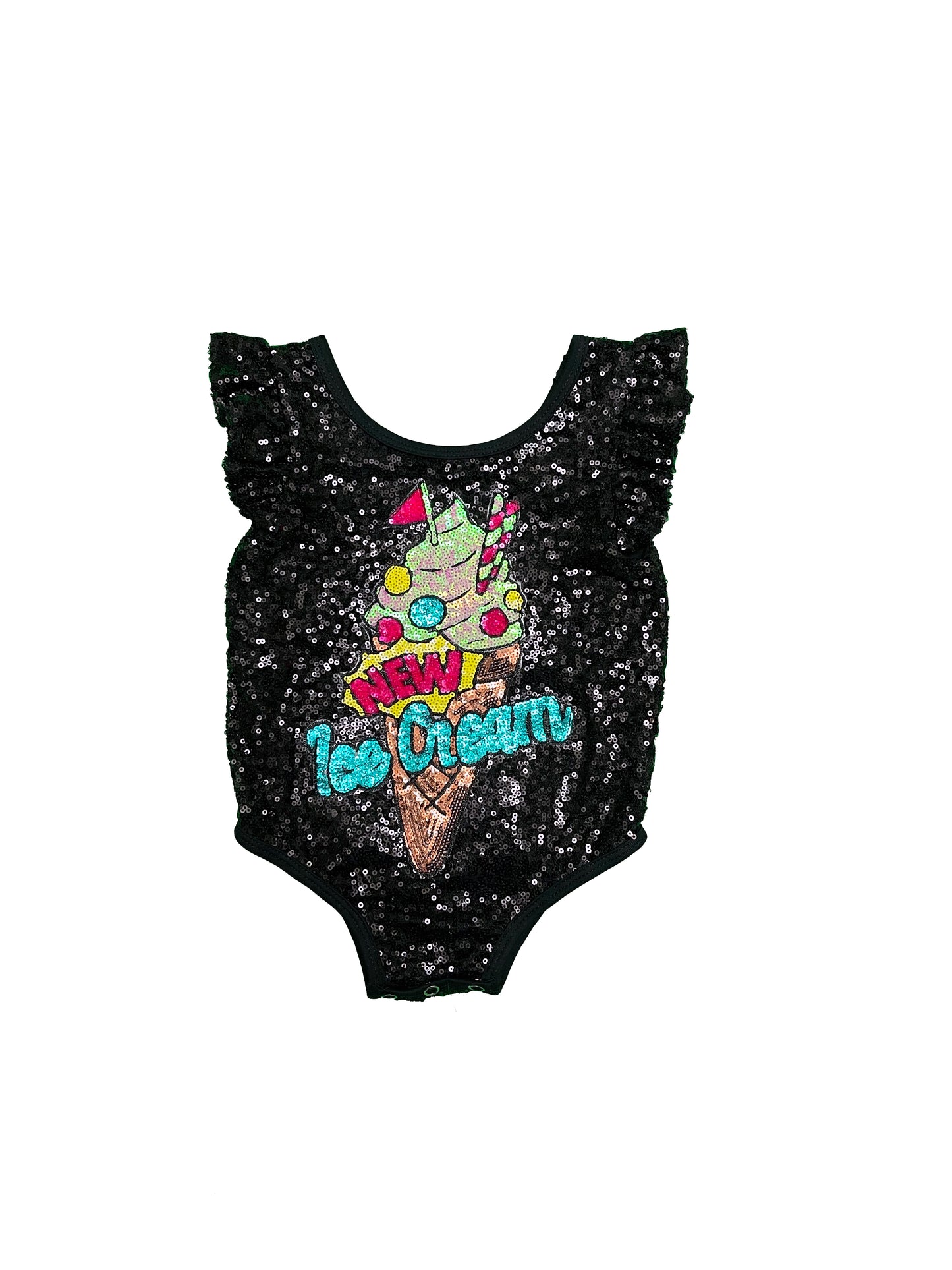 ICE CREAM BLACK SEQUIN ONESIE