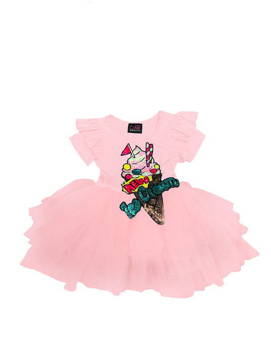 ICE CREAM SEQUIN PATCH TUTU DRESS