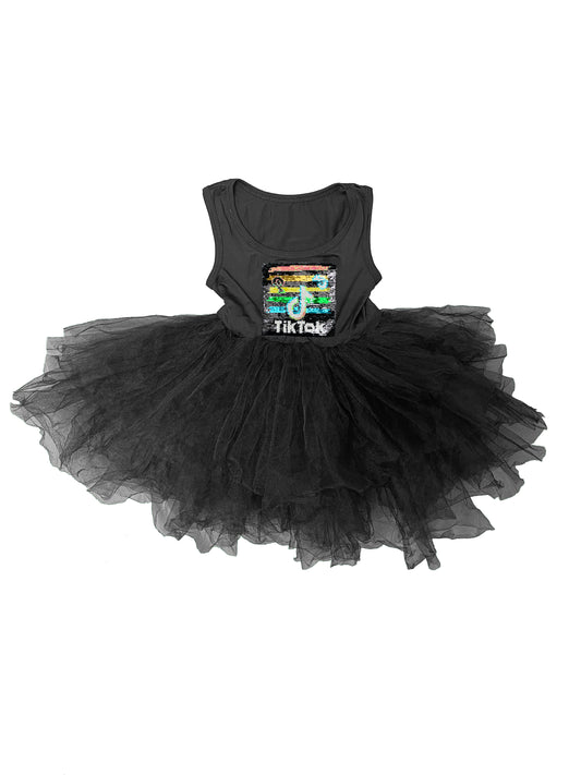 TIK TOK SEQUIN TUTU SLEEVELESS DRESS